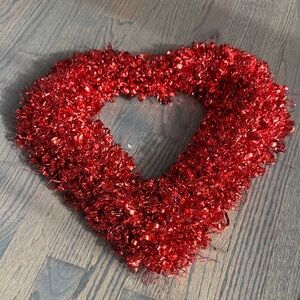 Red Heart Tinsel Wreath